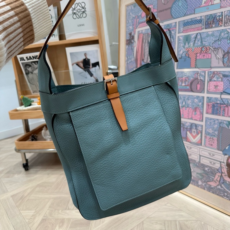 【近新閒置品】Hermes 愛馬仕marwari牛皮 框m刻手提單肩包-0