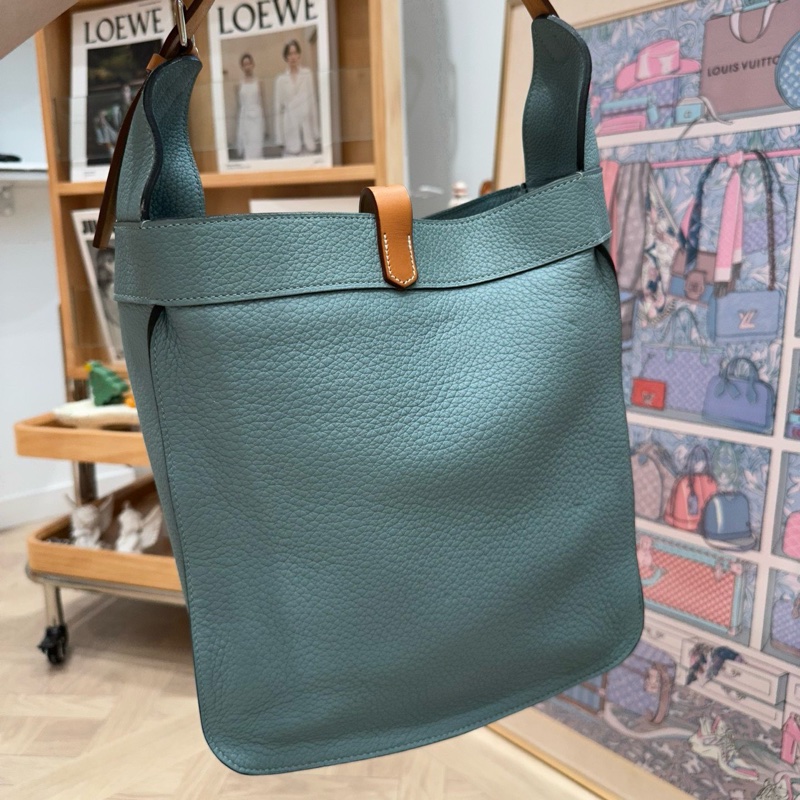 【近新閒置品】Hermes 愛馬仕marwari牛皮 框m刻手提單肩包-1