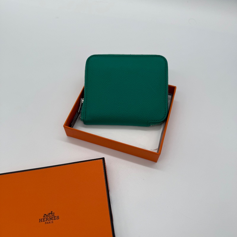 【聖誕綠🎄送禮自用】 Hermes 翠綠叢林 拉鍊 絲巾短夾-0