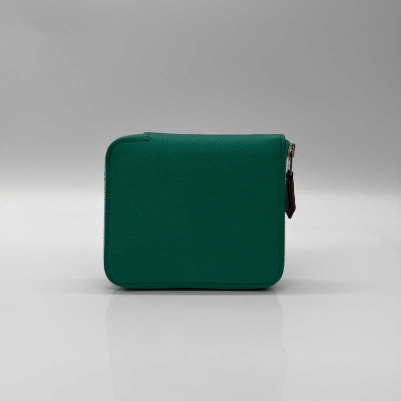 【聖誕綠🎄送禮自用】 Hermes 翠綠叢林 拉鍊 絲巾短夾-3