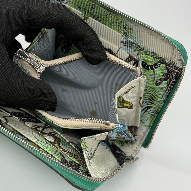 【聖誕綠🎄送禮自用】 Hermes 翠綠叢林 拉鍊 絲巾短夾-7