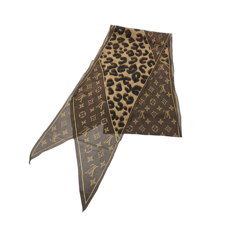 LV Leopard And Monogram 老花 豹紋 蕾絲 絲巾 圍巾 領巾-6