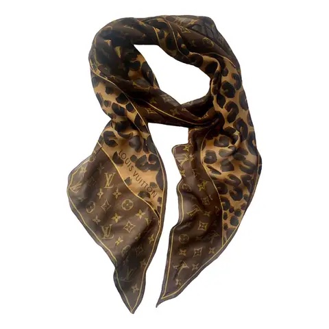 LV Leopard And Monogram 老花 豹紋 蕾絲 絲巾 圍巾 領巾-7