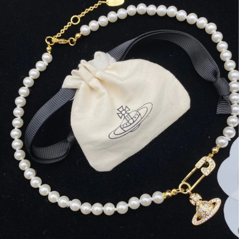 Vivienne Westwood 滿鑽別針星球珍珠項鍊-5