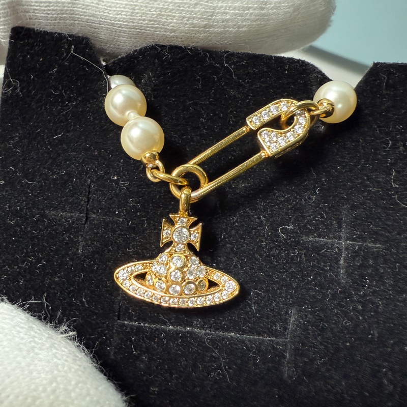 Vivienne Westwood 滿鑽別針星球珍珠項鍊-25