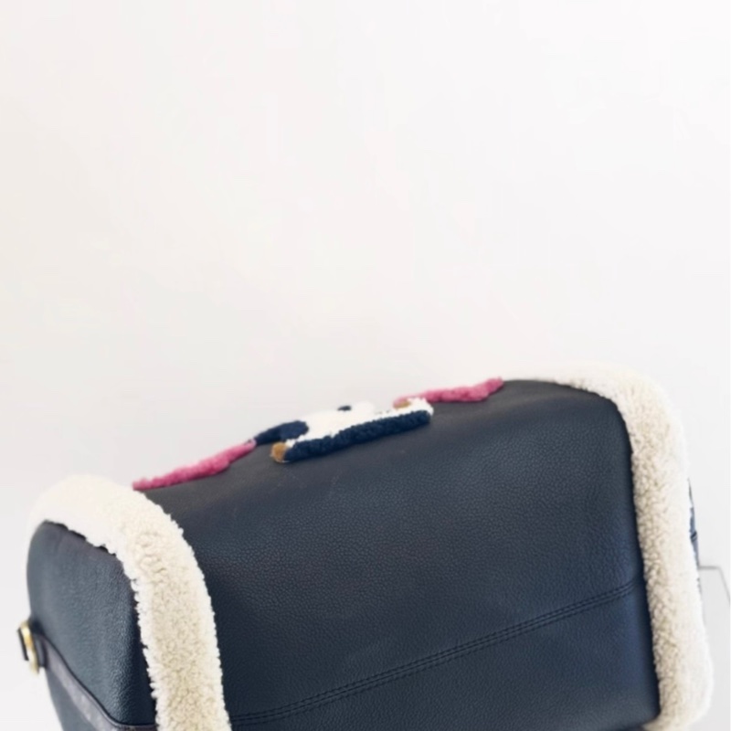 LV路易威登 speedy30 20年限量款 泰迪毛毛包 黑色拼毛絨 手提斜挎包-4