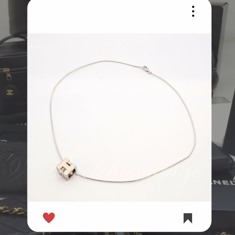 💖 9 月新品上架 🔥💖 ✨超美新到 !HERMES H CUBE 銀白色 經典項鏈 HERMES H POP 🔥 HERMES熱賣款 HERMES NECKLACE-0