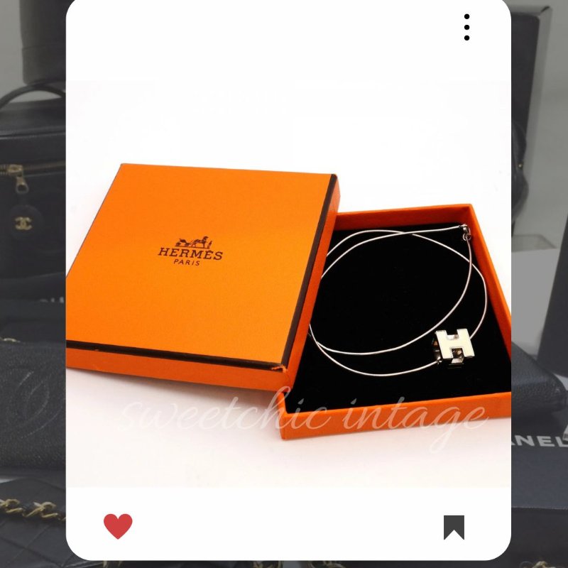 💖 9 月新品上架 🔥💖 ✨超美新到 !HERMES H CUBE 銀白色 經典項鏈 HERMES H POP 🔥 HERMES熱賣款 HERMES NECKLACE-1