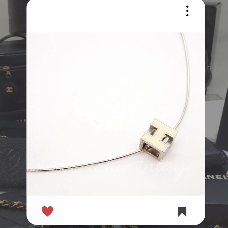 💖 9 月新品上架 🔥💖 ✨超美新到 !HERMES H CUBE 銀白色 經典項鏈 HERMES H POP 🔥 HERMES熱賣款 HERMES NECKLACE-2