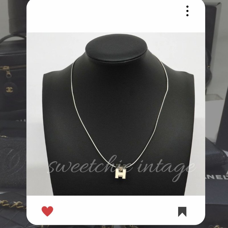 💖 9 月新品上架 🔥💖 ✨超美新到 !HERMES H CUBE 銀白色 經典項鏈 HERMES H POP 🔥 HERMES熱賣款 HERMES NECKLACE-3