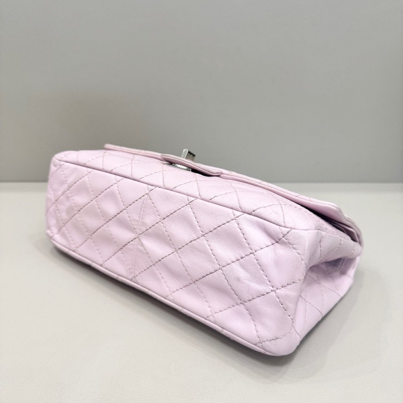Chanel香奈兒2.55中號銀扣 粉色小羊皮 肩背包-6