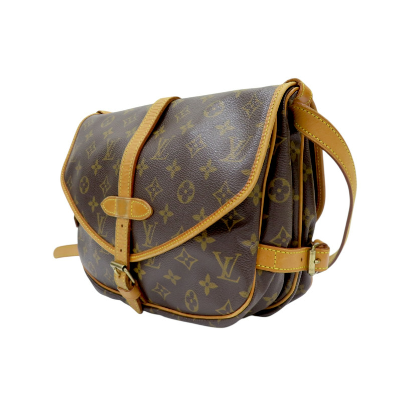 棕色 原花帆布 Saumur 30 肩背包 M42256-2