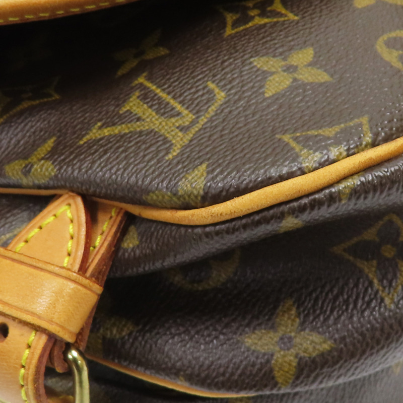 棕色 原花帆布 Saumur 30 肩背包 M42256-11