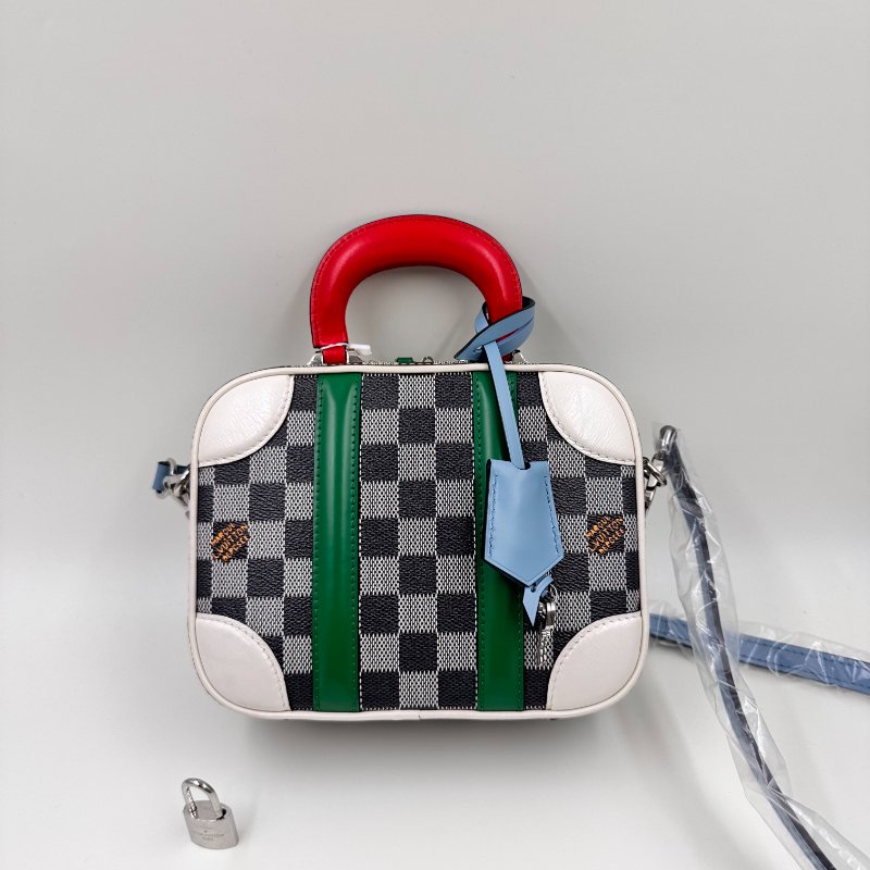LV / 路易威登 黑白棋盤格拼色 Mini Luggage BB手提肩挎包-0