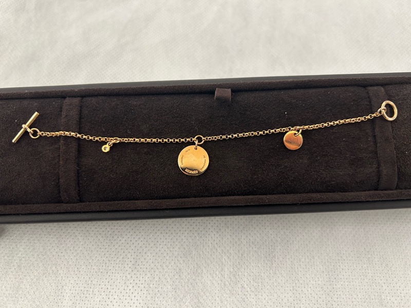 HERMES 750玫瑰金小鑽手鍊-圓牌-1