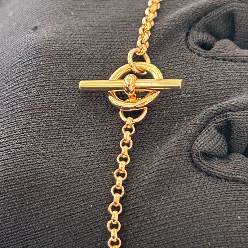 HERMES 750玫瑰金小鑽手鍊-圓牌-4