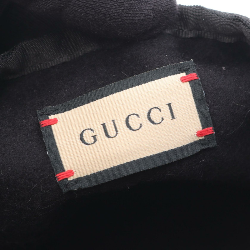 GUCCI 雙 G 貝雷帽 帽子 羊毛 黑色 二手 女士-3
