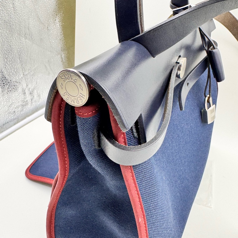 Hermes / 愛馬仕 herbag鳶尾藍拼紅色細邊-2