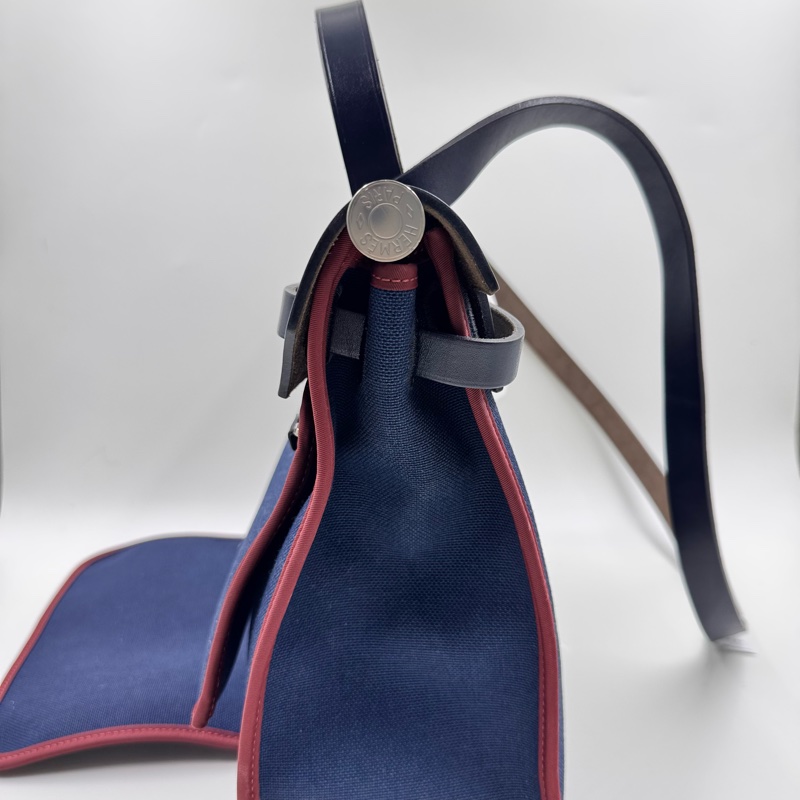 Hermes / 愛馬仕 herbag鳶尾藍拼紅色細邊-3