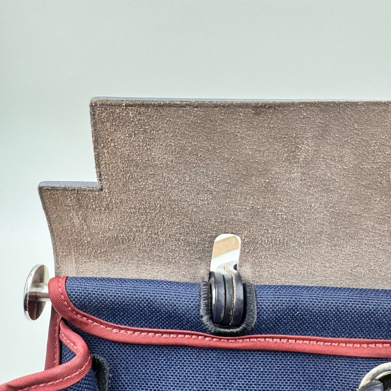 Hermes / 愛馬仕 herbag鳶尾藍拼紅色細邊-17