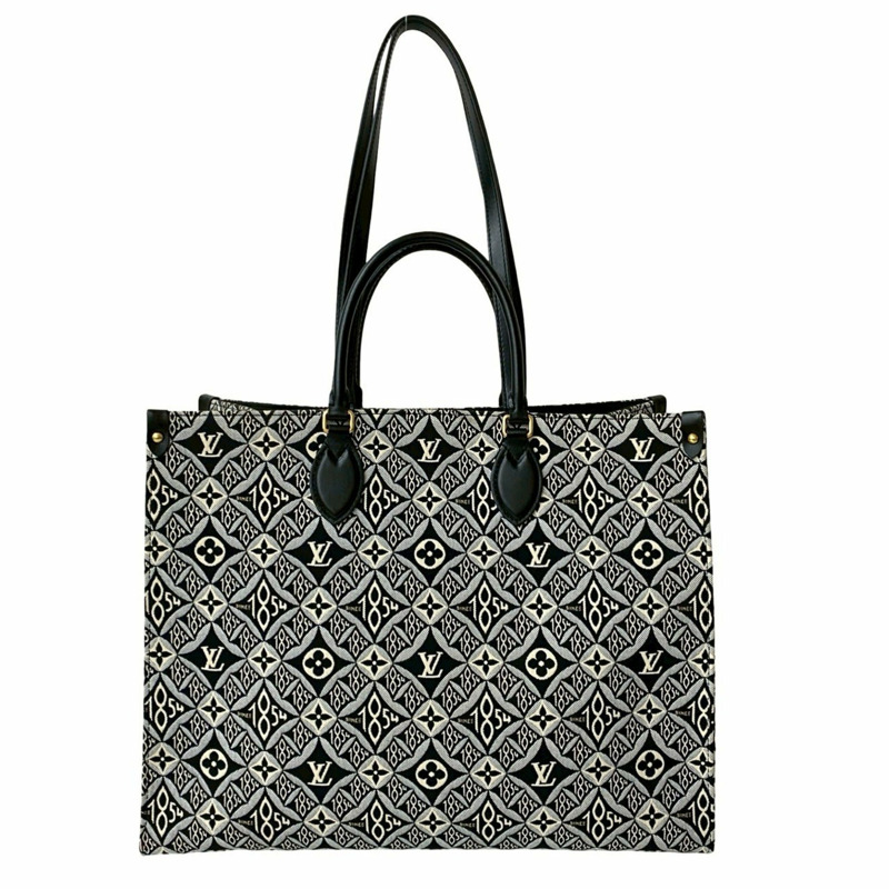 未使用路易威登 On the Go GM Since 1854 字母提花皮革托特包(黑色)33390-2