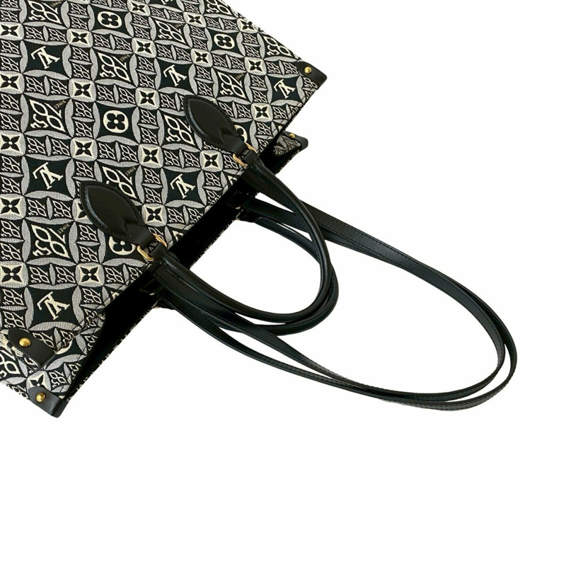 未使用路易威登 On the Go GM Since 1854 字母提花皮革托特包(黑色)33390-3