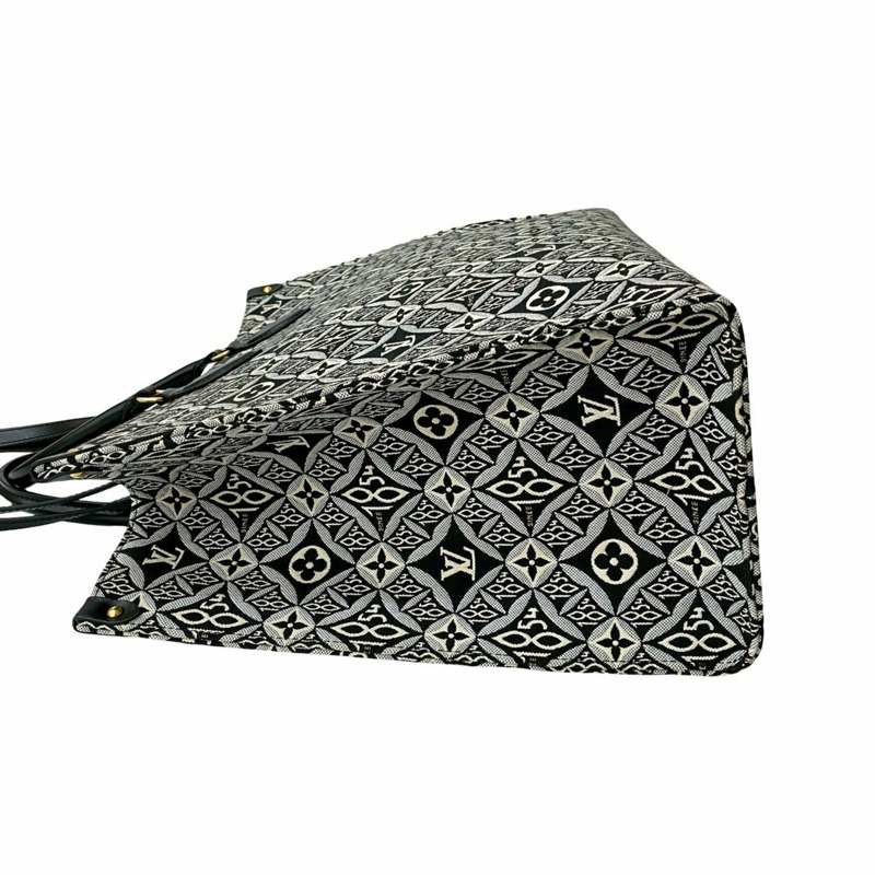 未使用路易威登 On the Go GM Since 1854 字母提花皮革托特包(黑色)33390-4