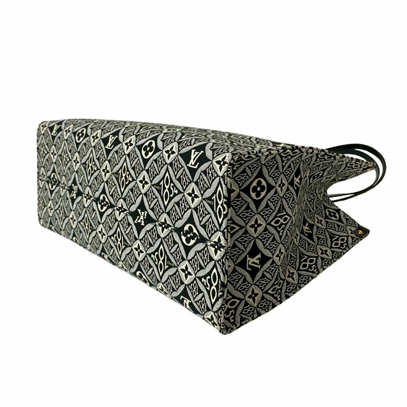 未使用路易威登 On the Go GM Since 1854 字母提花皮革托特包(黑色)33390-7