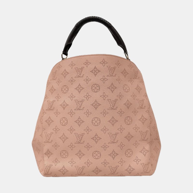 LOUIS VUITTON BABYLONE淺粉色牛皮老花鏤空肩背包手提包-4