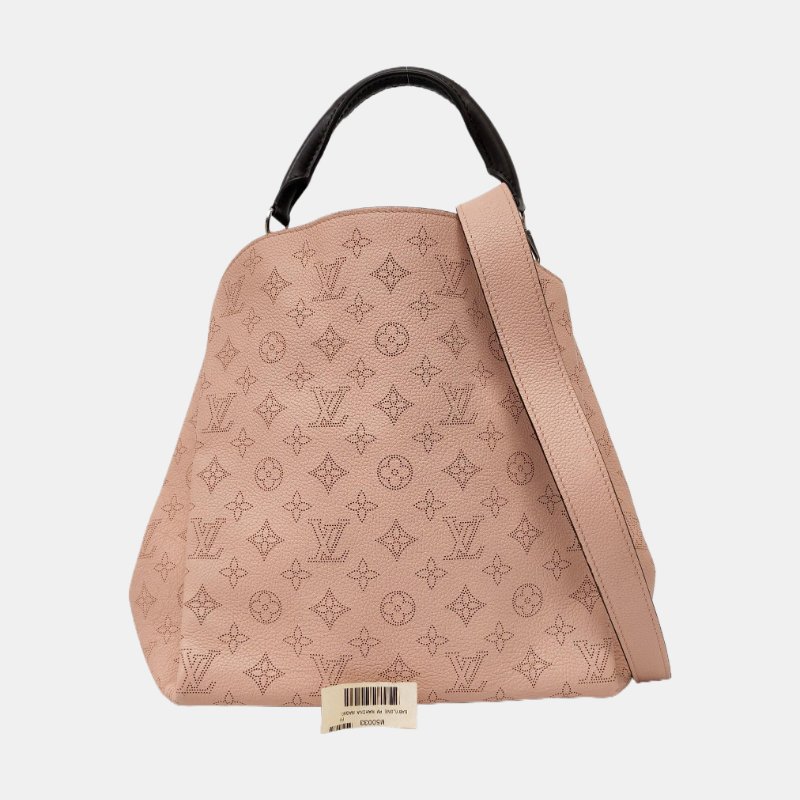 LOUIS VUITTON BABYLONE淺粉色牛皮老花鏤空肩背包手提包-7