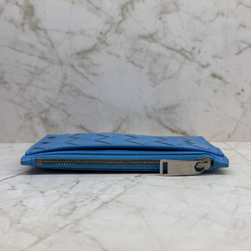 BV 大格編織羊皮拉鍊鑰匙包/水藍-3