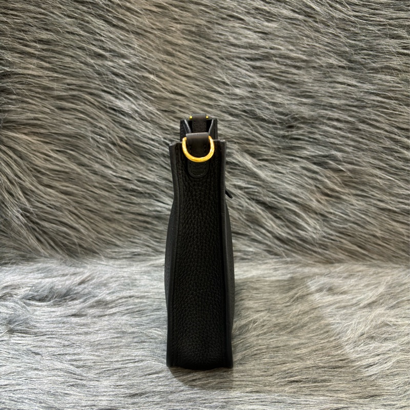 HERMES TC MINI EVELYNE 黑色荔枝皮 金釦 洞洞包 肩背包 斜背包 2用包-1