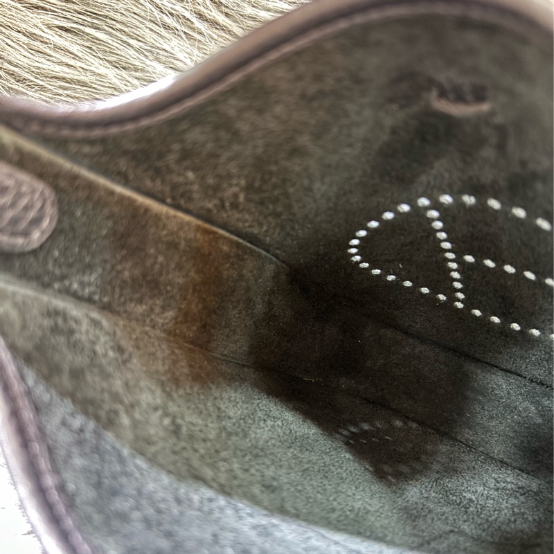 HERMES TC MINI EVELYNE 黑色荔枝皮 金釦 洞洞包 肩背包 斜背包 2用包-26