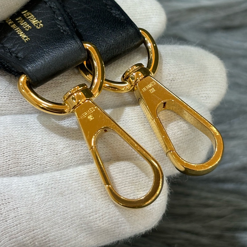 HERMES TC MINI EVELYNE 黑色荔枝皮 金釦 洞洞包 肩背包 斜背包 2用包-37