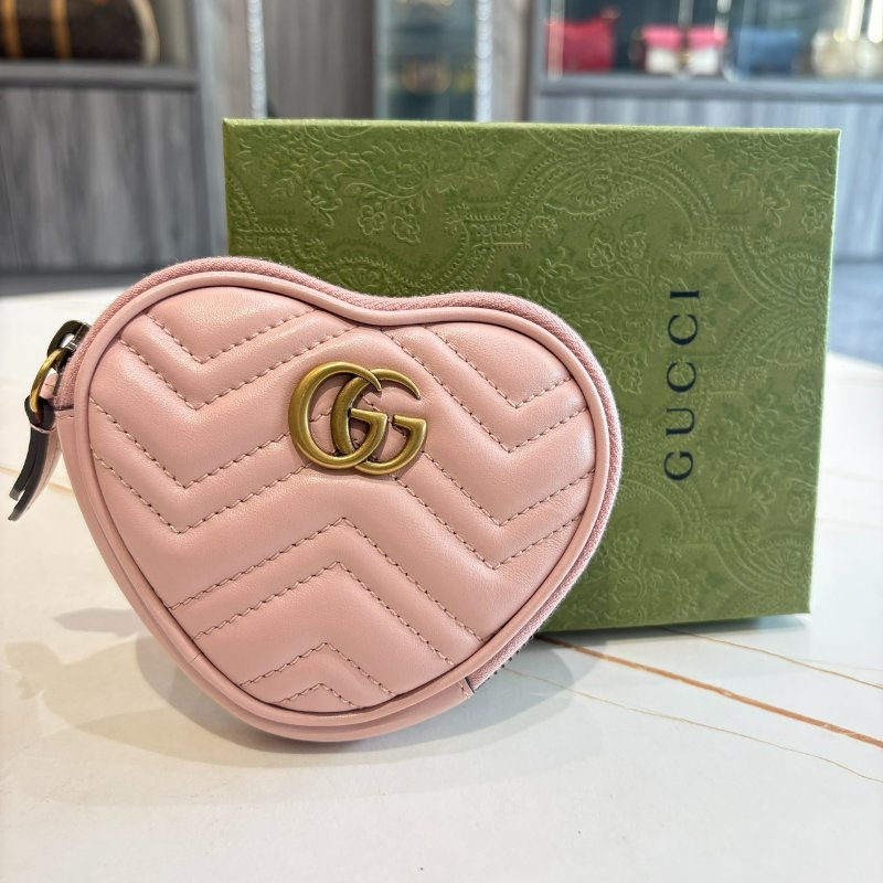 *SHIHNA名牌精品 GUCCI GG Marmont系列心型零皮夾淺粉紅皮革-7