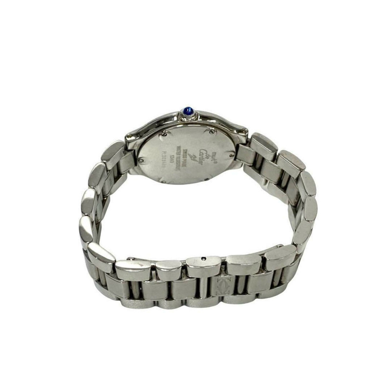 CARTIER Must 21 標誌雕刻不鏽鋼石英腕錶，銀色，女士，33065-3