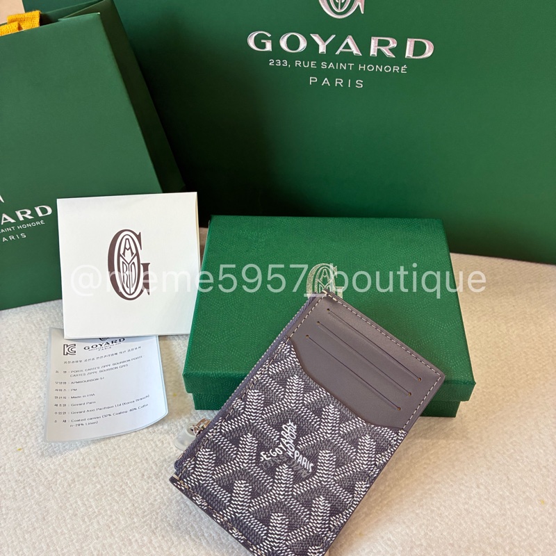 Goyard Bourbon 一片式 拉鏈卡夾 灰色 全新-0
