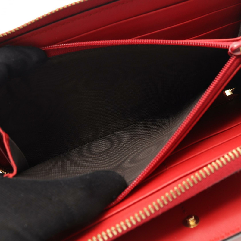 GUCCI Bamboo Around 長版皮夾 453160 皮革 紅色 二手 女士-5