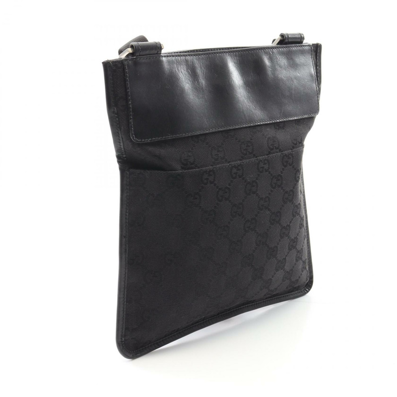 GUCCI 單肩斜背包 27639 帆布皮革 黑色 二手 女士-1