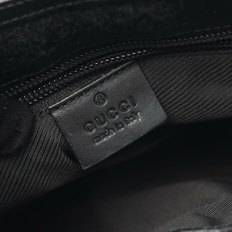 GUCCI 單肩斜背包 27639 帆布皮革 黑色 二手 女士-3