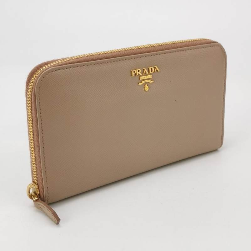 Prada 牛皮 純色 字母 Logo 拉鍊 錢包-2
