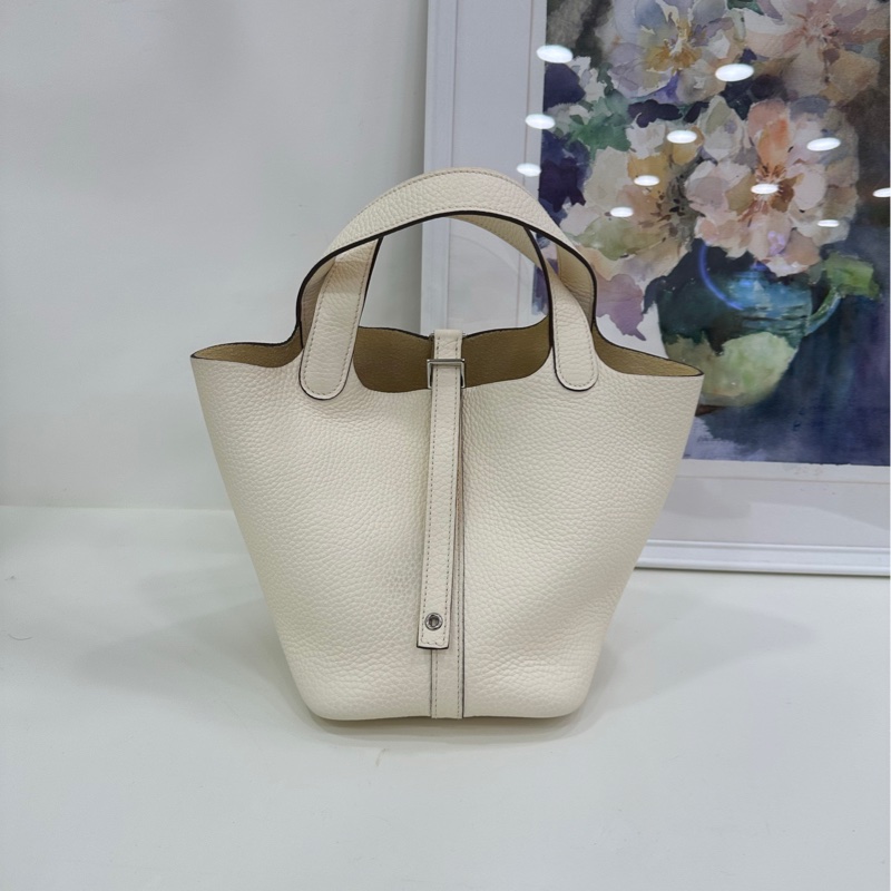 Hermes 愛馬仕 picotin 18 菜籃18 nata奶油白銀扣Z刻-1