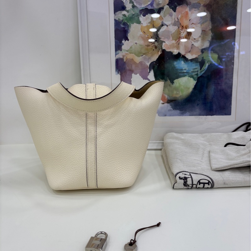 Hermes 愛馬仕 picotin 18 菜籃18 nata奶油白銀扣Z刻-2