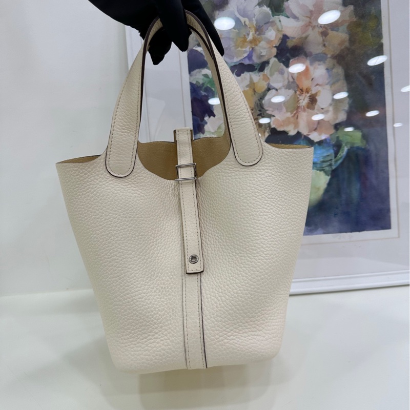 Hermes 愛馬仕 picotin 18 菜籃18 nata奶油白銀扣Z刻-5