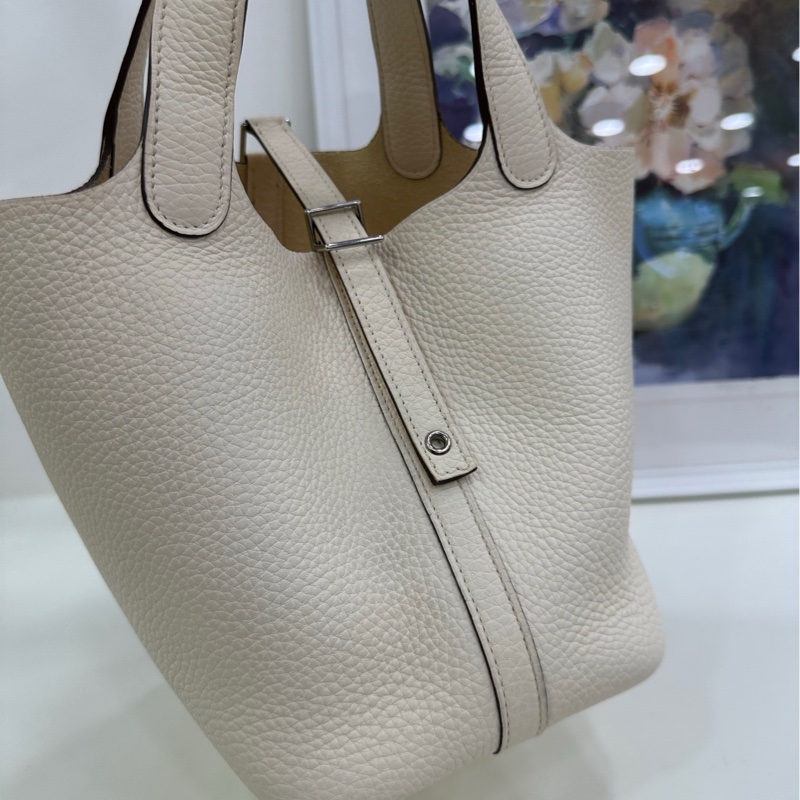 Hermes 愛馬仕 picotin 18 菜籃18 nata奶油白銀扣Z刻-7