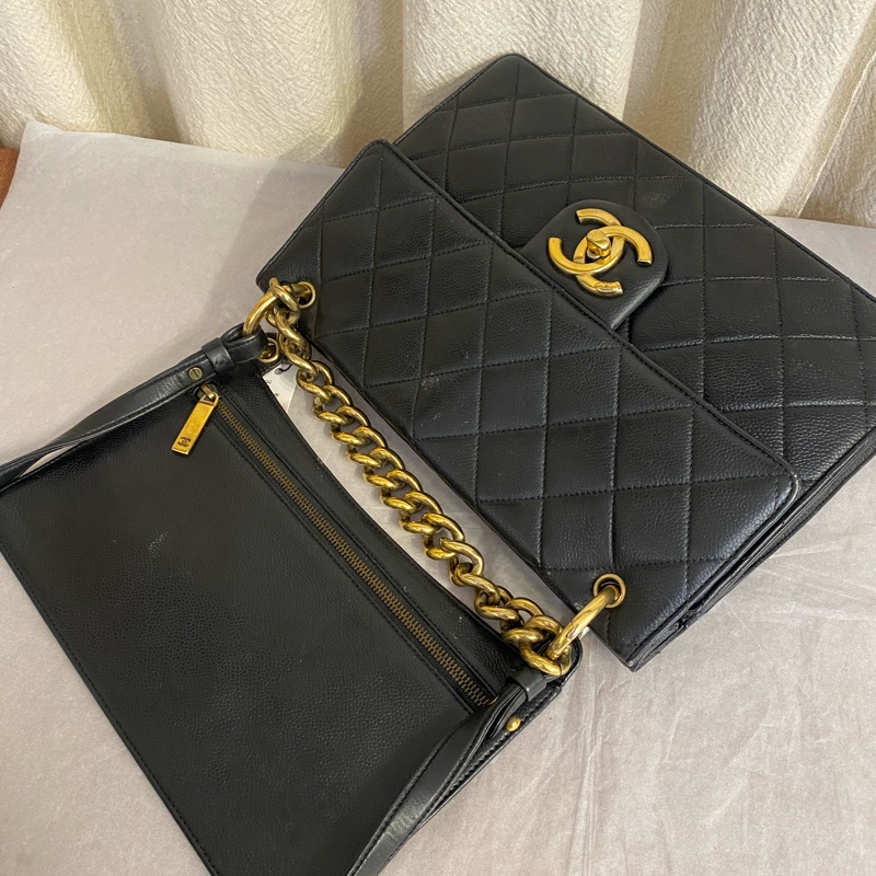 Chanel 香奈兒/黑金荔枝牛皮 孟買系列手提單肩斜挎包18開-2