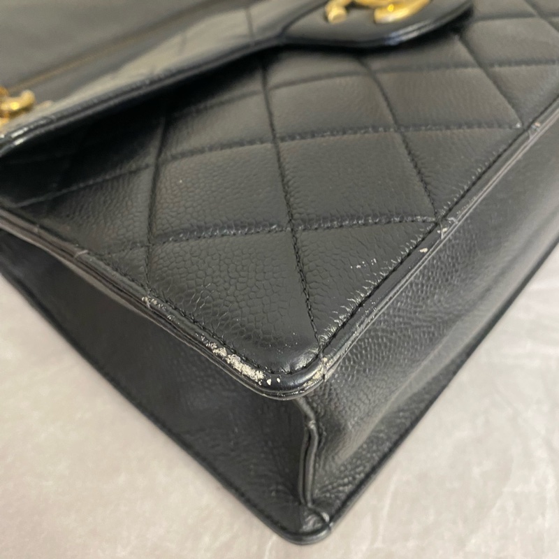 Chanel 香奈兒/黑金荔枝牛皮 孟買系列手提單肩斜挎包18開-5