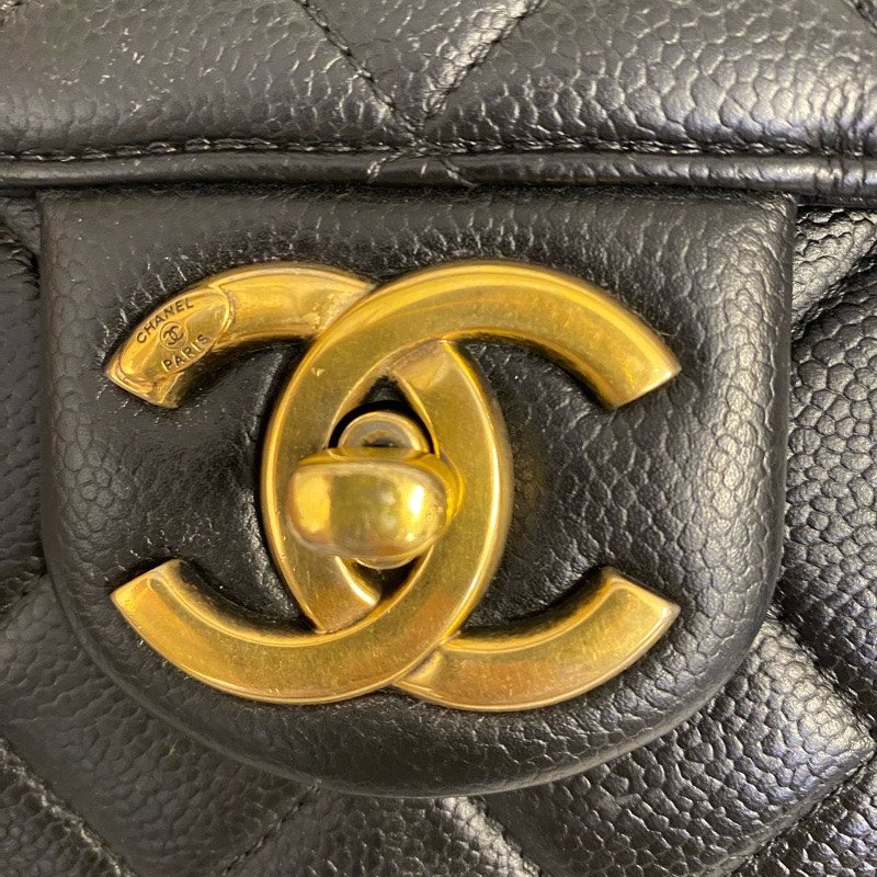 Chanel 香奈兒/黑金荔枝牛皮 孟買系列手提單肩斜挎包18開-7