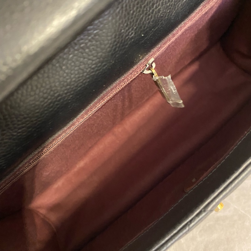 Chanel 香奈兒/黑金荔枝牛皮 孟買系列手提單肩斜挎包18開-9