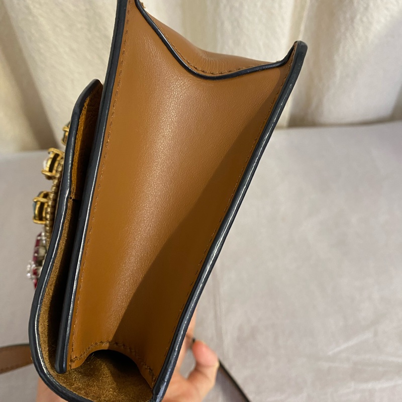 MIU MIU繆繆 水晶綴飾磁扣開合牛皮單肩斜挎包 小號-2